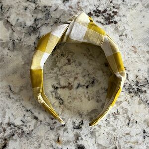Anthropologie Yellow and Cream Plaid Headband